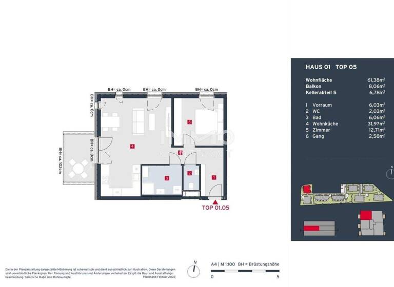 Wohnung zum Kauf - Erstbezug provisionsfrei 302.400 € 2 Zimmer 61,4 m² Leopoldsdorf 2333