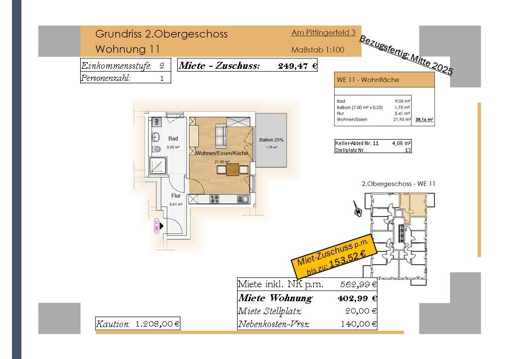 Wohnung zur Miete 249 € 1 Zimmer 38,2 m²<br/>Wohnfläche Am Pittingerfeld 3 Wörth Wörth an der Donau 93086