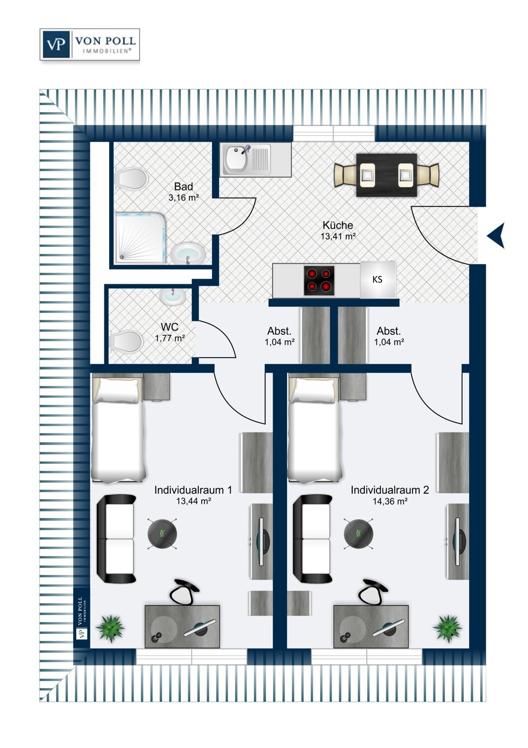 Studio zum Kauf 216.374 € 2 Zimmer 48,2 m²<br/>Wohnfläche Claffheim Ansbach / Claffheim 91522