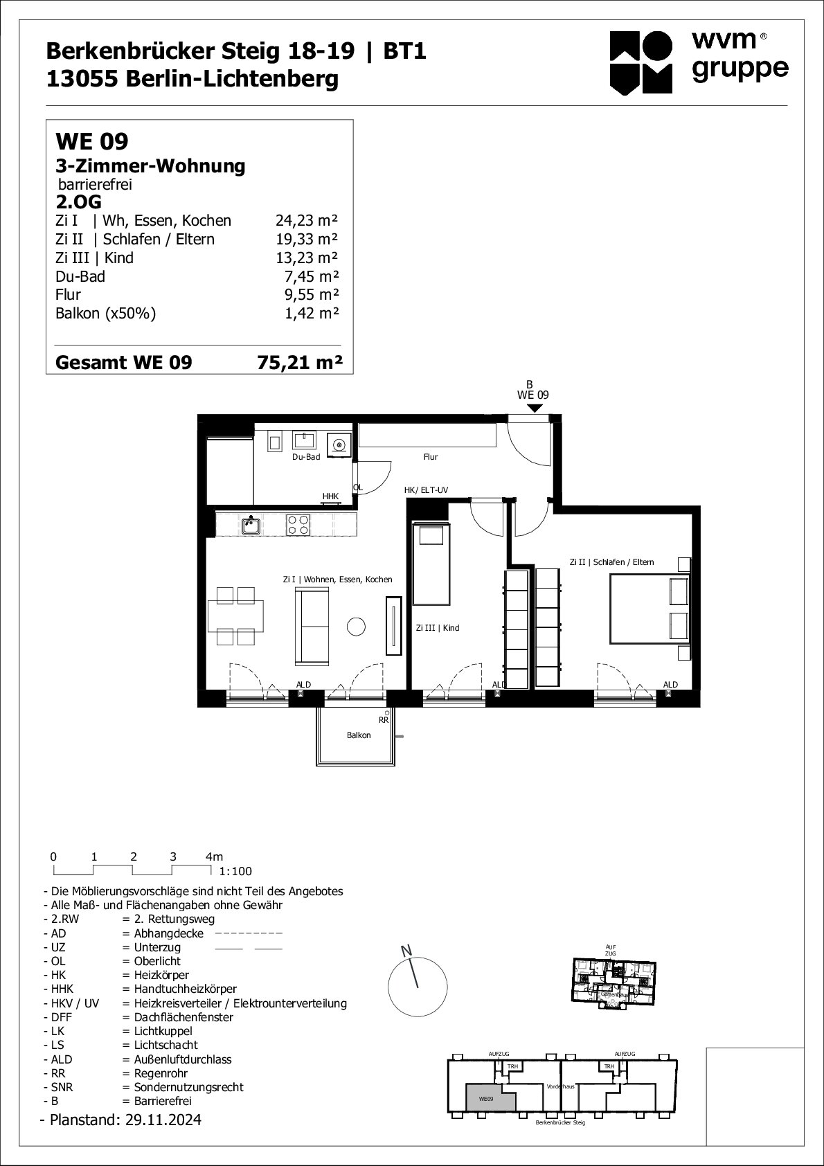 Wohnung zum Kauf provisionsfrei 517.000 € 3 Zimmer 75,2 m²<br/>Wohnfläche 2.<br/>Geschoss Berkenbrücker Steig 18-19 Alt-Hohenschönhausen Berlin 13055