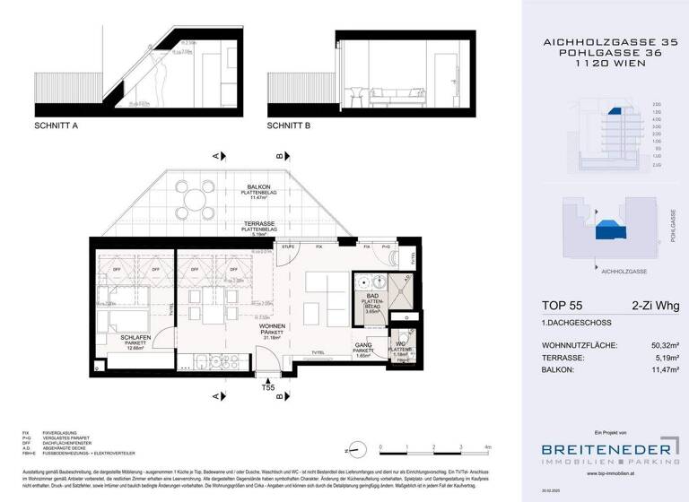 Wohnung zum Kauf - Erstbezug 450.000 € 2 Zimmer 50,3 m² 5. Geschoss Wien 1120