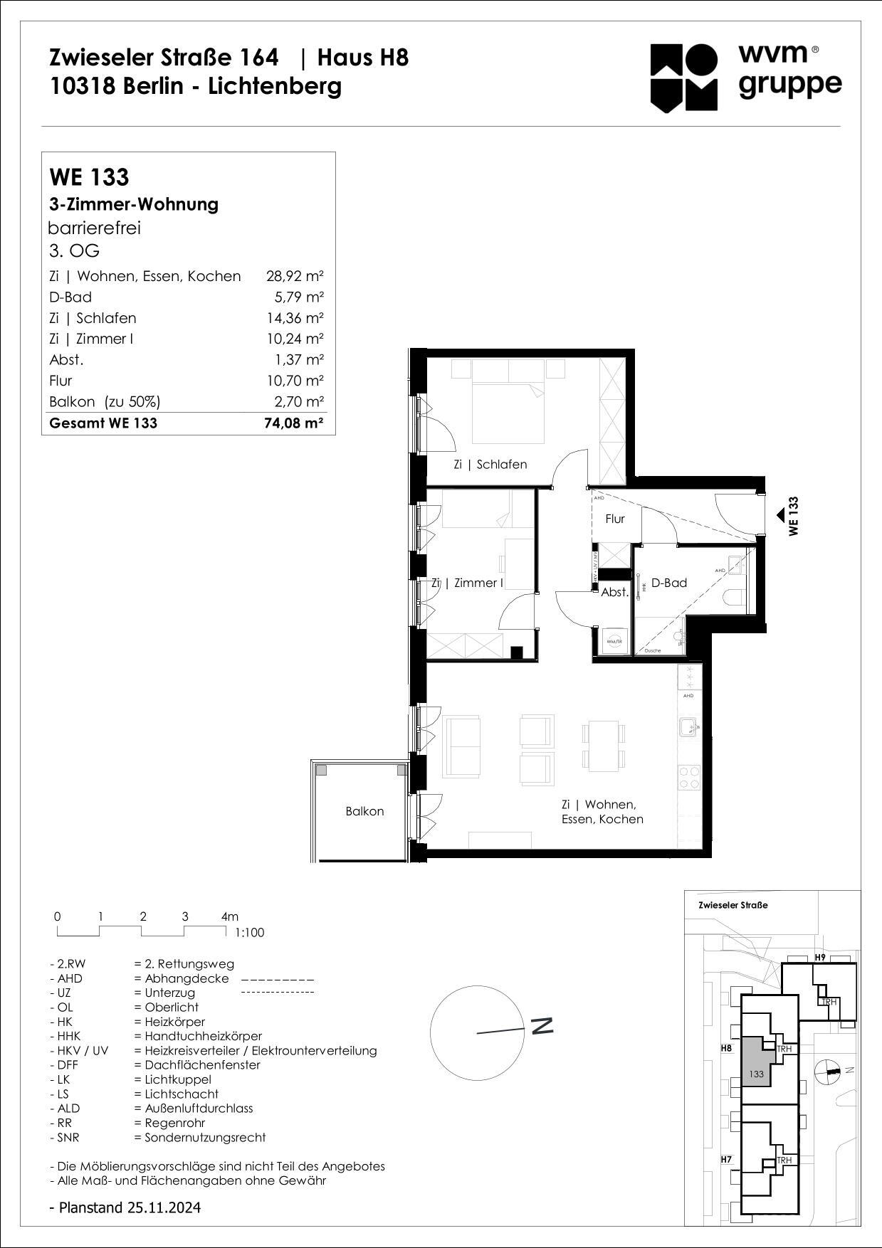 Wohnung zum Kauf provisionsfrei 493.000 € 3 Zimmer 74,1 m²<br/>Wohnfläche 3.<br/>Geschoss Zwieseler Straße 164 Karlshorst Berlin 10318