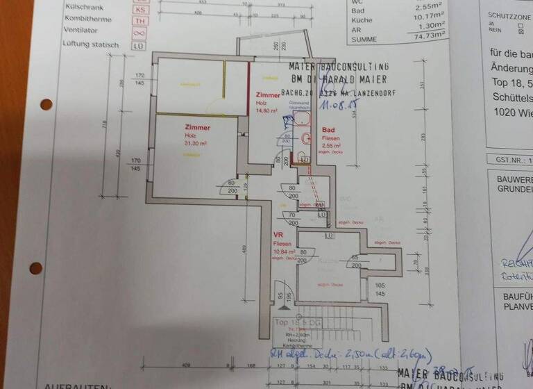 Wohnung zur Miete 2.048 € 3 Zimmer 74,7 m² 5. Geschoss Wien 1020