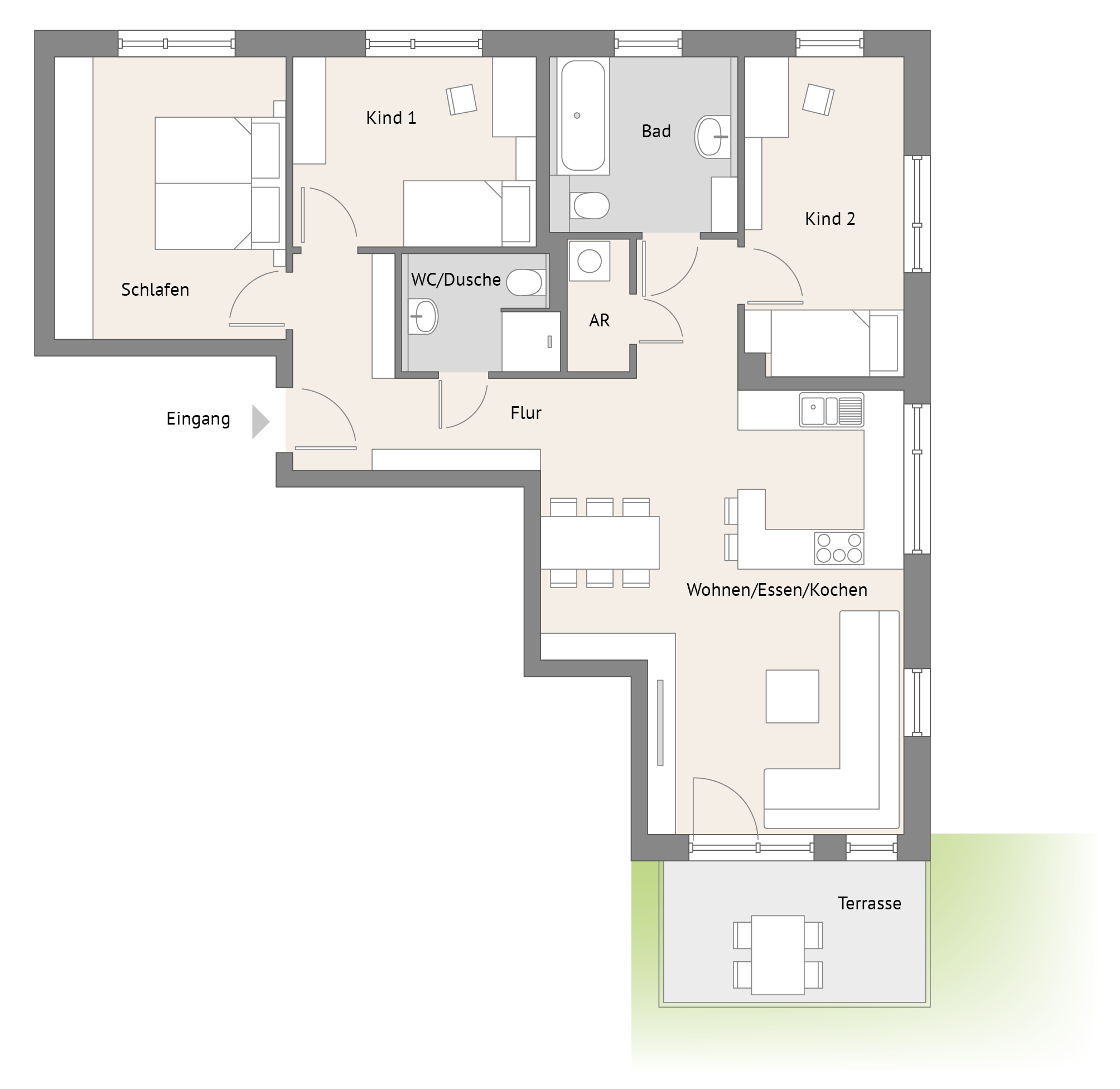 Terrassenwohnung zum Kauf provisionsfrei 705.000 € 4 Zimmer 100 m²<br/>Wohnfläche EG<br/>Geschoss ab sofort<br/>Verfügbarkeit Sonnengartenstr. 10 Thon Nürnberg 90425