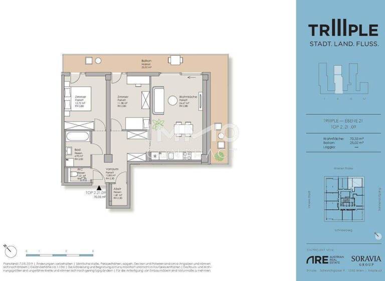 Wohnung zum Kauf - Erstbezug 624.000 € 3 Zimmer 70,3 m² Wien 1030