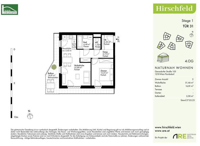 Wohnung zum Kauf - Erstbezug provisionsfrei 286.400 € 2 Zimmer 51,5 m² 4. Geschoss Gerasdorfer Straße 105 Wien 1210