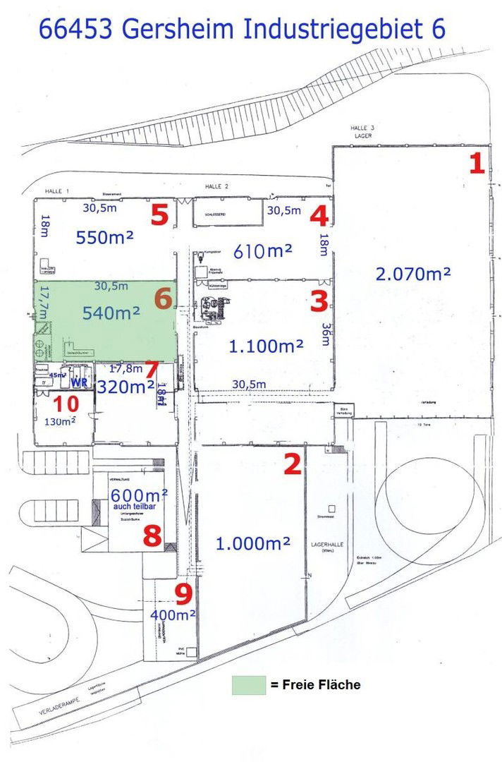 Lagerhalle zur Miete provisionsfrei 198 € 612 m²<br/>Lagerfläche Industriegebiet 6 Gersheim Gersheim 66453