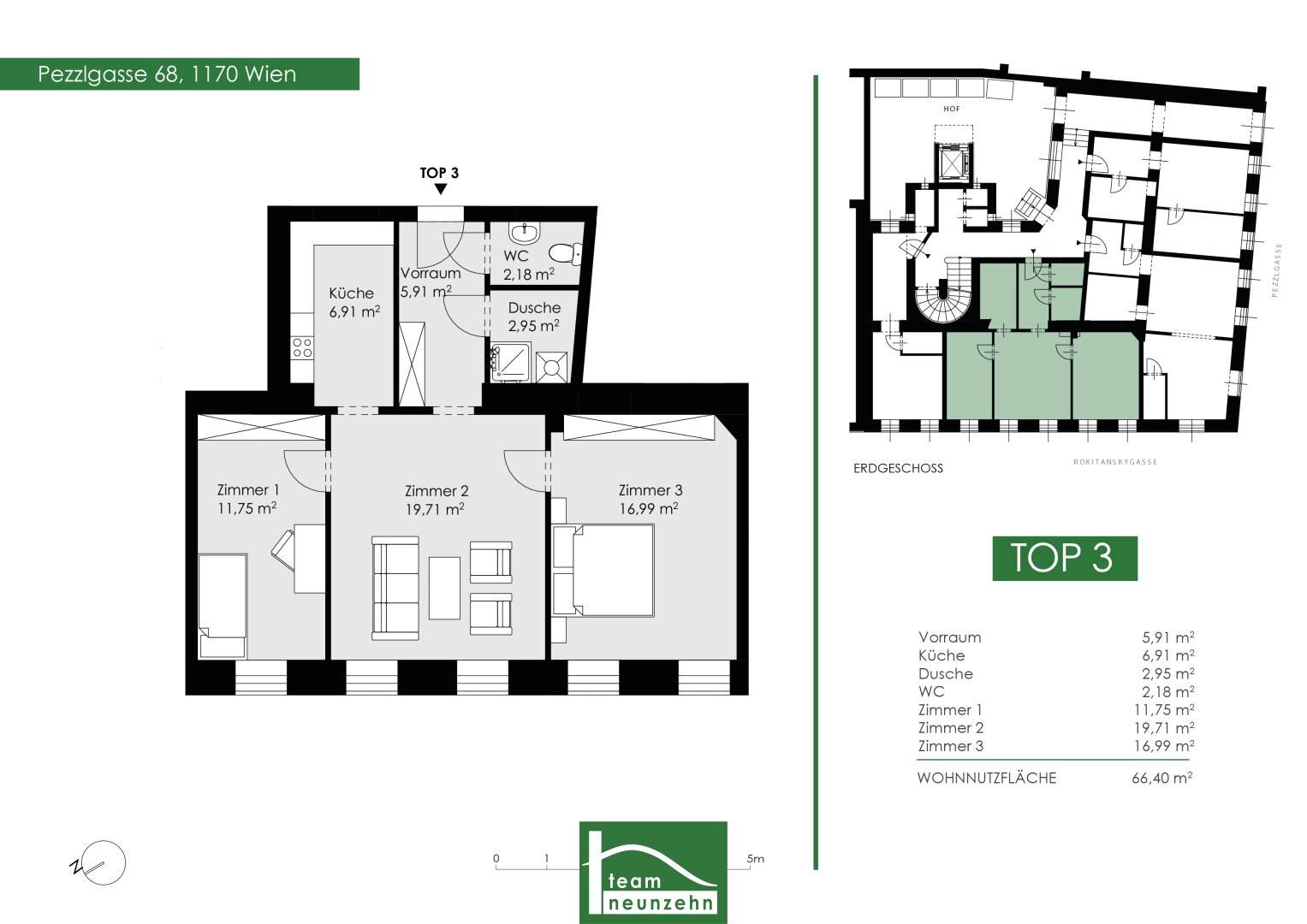 Wohnung zum Kauf 349.000 € 3 Zimmer 66,3 m²<br/>Wohnfläche EG<br/>Geschoss Pezzlgasse 68 Wien 1170