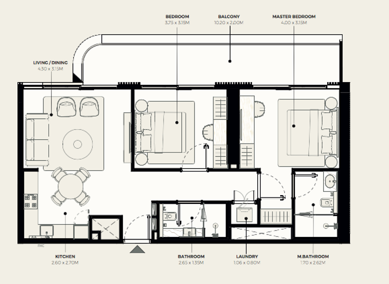 Wohnung zum Kauf - Erstbezug 411.238 € 3 Zimmer 109,2 m² Downtown Street Dubai
