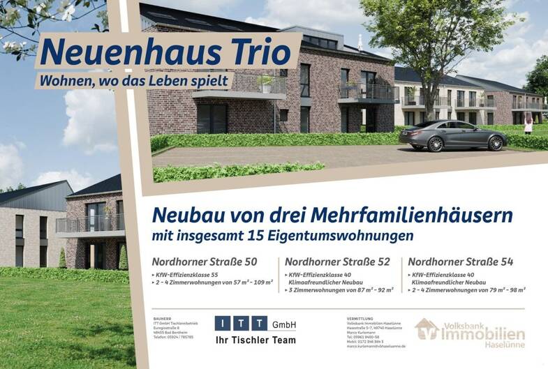 Wohnung zum Kauf 344.900 € 4 Zimmer 98,4 m² Grasdorf Neuenhaus 49828