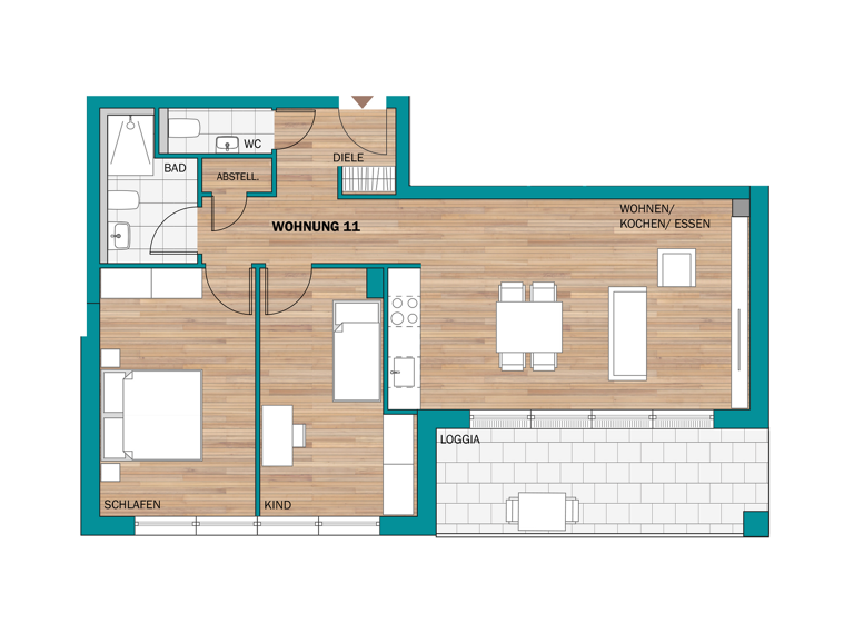 Wohnung zum Kauf provisionsfrei 461.800 € 3 Zimmer 80,3 m² 1. Geschoss frei ab 31.12.2027 Rüsselsheimer Straße 39-41 Waldhof Mannheim 68305