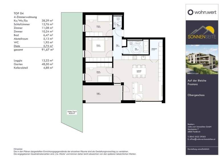 Wohnung zum Kauf - Erstbezug 660.500 € 4 Zimmer 91,7 m² 1. Geschoss Auf der Bleiche 8 Frastanz 6820