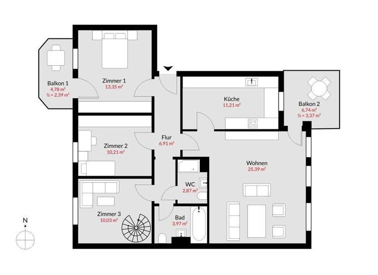 Wohnung zum Kauf 1.075.000 € 7 Zimmer 149,8 m² 3. Geschoss Pasing-Obermenzing München 81241