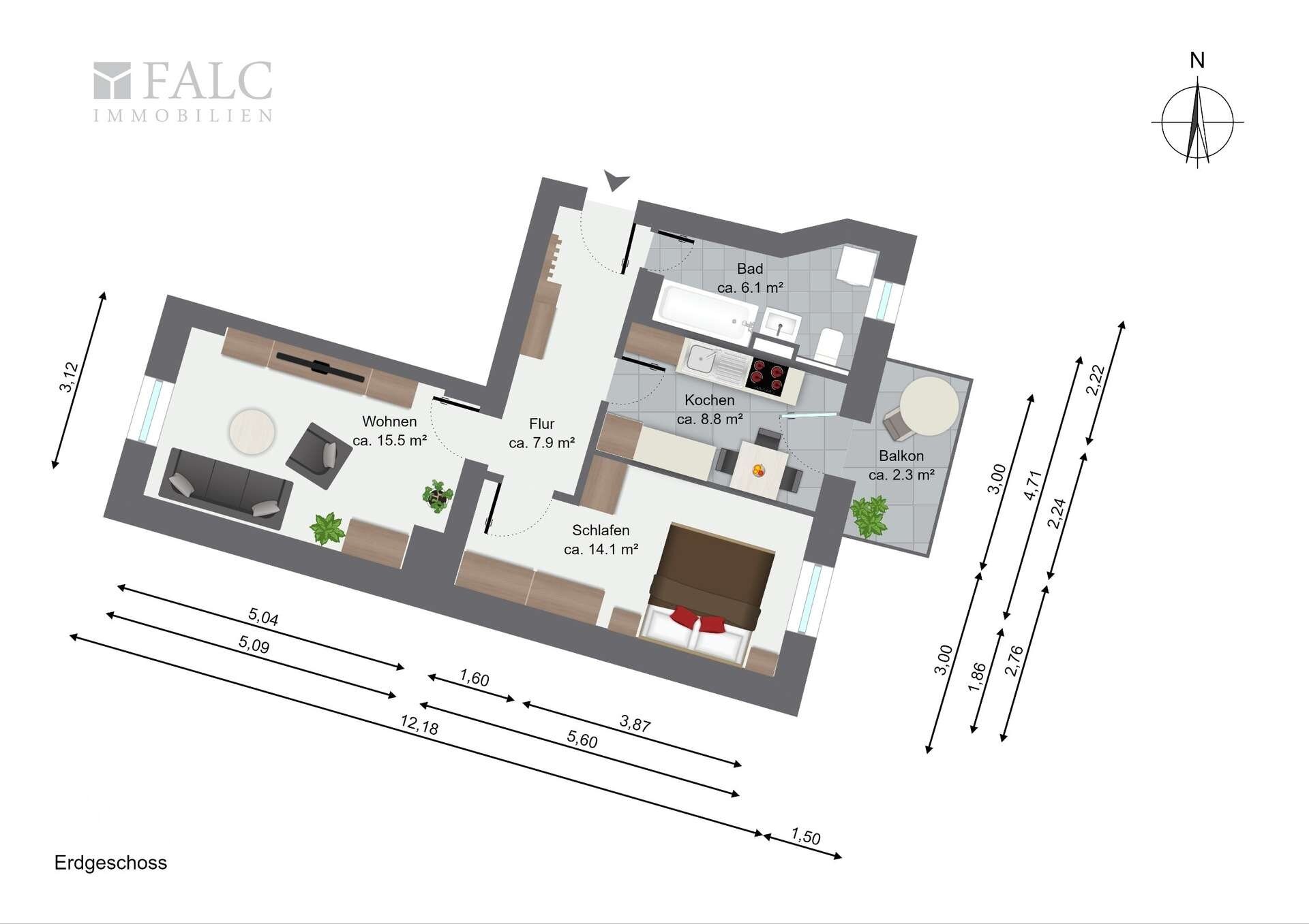 Wohnung zum Kauf 73.000 € 2 Zimmer 54,7 m²<br/>Wohnfläche Bernsdorf 424 Chemnitz 09126