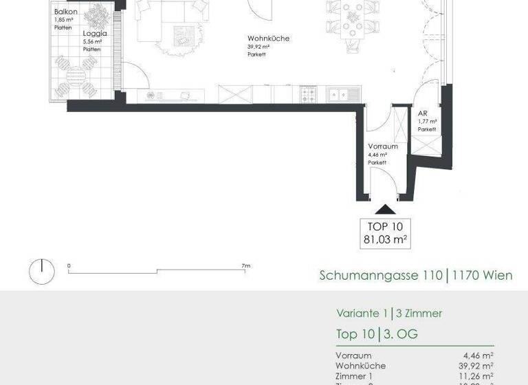Wohnung zum Kauf 549.000 € 3 Zimmer 81 m² 3. Geschoss Schumanngasse 110 Wien,Hernals 1170
