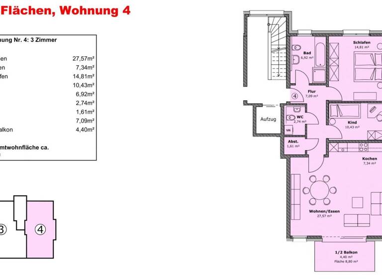 Wohnung zum Kauf 375.000 € 3 Zimmer 83 m² 2. Geschoss Altenburg Jestetten 79798