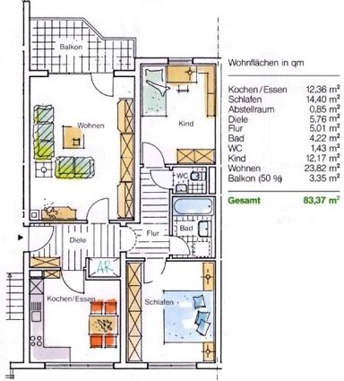 Wohnung zur Miete 950 € 3 Zimmer 83 m² Geschoss 3/5 Schoppershof Nürnberg 90409