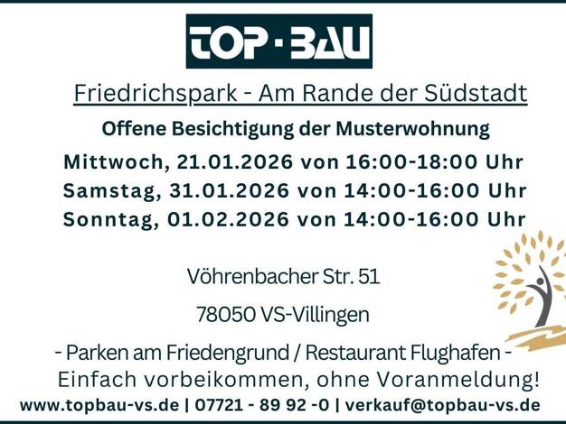 Wohnung zum Kauf - Neubau provisionsfrei 422.300 € 3 Zimmer 81,8 m² Vöhrenbacher Straße 49 Villingen Villingen-Schwenningen 78050
