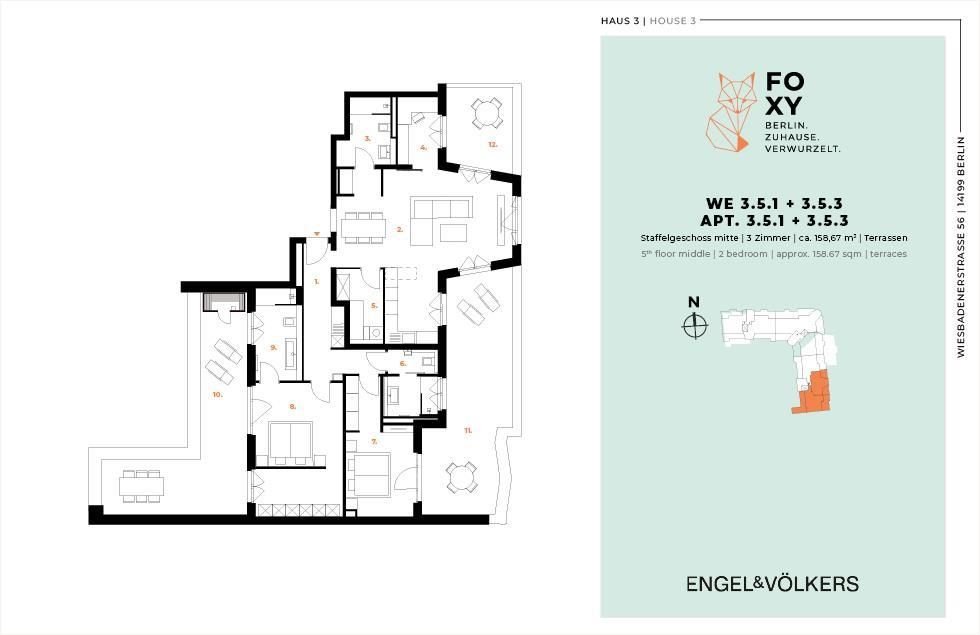 Wohnung zum Kauf 1.694.700 € 3 Zimmer 158,7 m²<br/>Wohnfläche 5.<br/>Geschoss Wiesbadener Straße 56 Wilmersdorf Berlin 14197