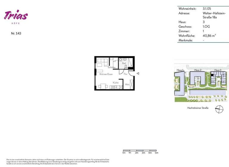 Studio zur Miete 735 € 1 Zimmer 40,9 m² 1. Geschoss frei ab 01.05.2026 Walter-Hallstein-Straße 18a Oberstadt Mainz 55130