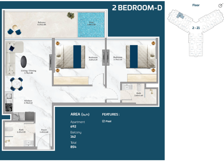 Wohnung zum Kauf - Erstbezug provisionsfrei 386.536 € 3 Zimmer 79,3 m² Dubai