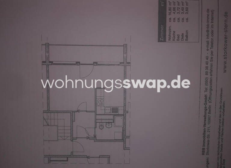 Studio zur Miete Tauschwohnung 488 € 1 Zimmer 33 m² 3. Geschoss Lichtenberg Berlin 10367