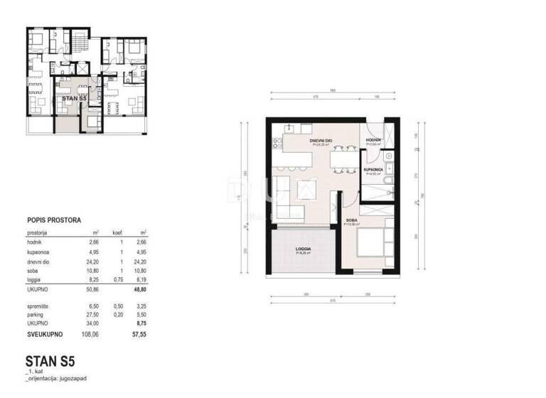Wohnung zum Kauf 250.000 € 2 Zimmer 58 m² 1. Geschoss Diklo - Puntamika