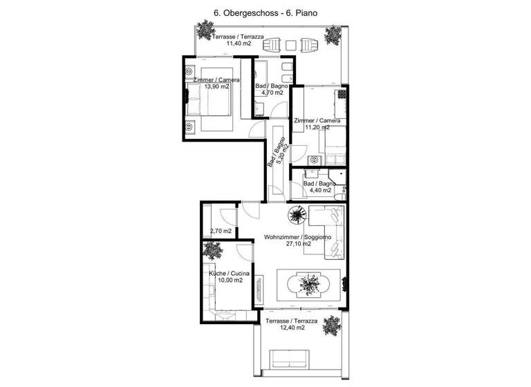 Studio zum Kauf 601.164 € 3 Zimmer 114 m² 7. Geschoss Bozen 39100