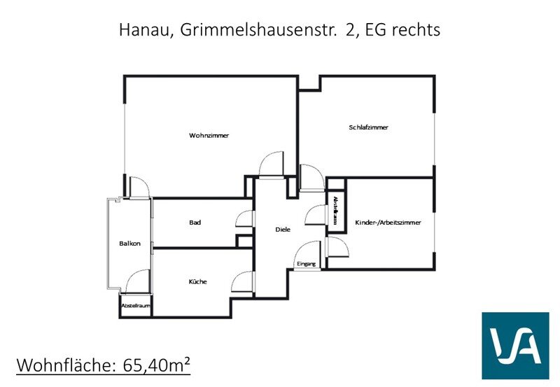 Wohnung zur Miete 613 € 3 Zimmer 65,4 m²<br/>Wohnfläche 04.02.2025<br/>Verfügbarkeit Grimmelshausenstr. 2 Südost Hanau 63450