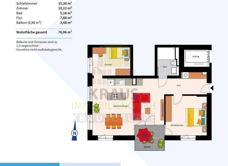 Wohnung zum Kauf provisionsfrei 529.000 € 3 Zimmer 77 m² 4. Geschoss Rohrbach Heidelberg 69126