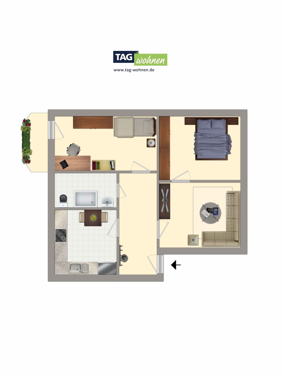 Wohnung zur Miete 403 € 3 Zimmer 68,3 m²<br/>Wohnfläche 2.<br/>Geschoss Eickendorfer Str. 7 Siedlung Fermersleben Magdeburg 39122