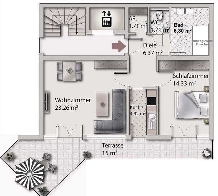 Wohnung zur Miete 890 € 2 Zimmer 68 m²<br/>Wohnfläche 1.<br/>Geschoss St. Johannis Nürnberg 90419