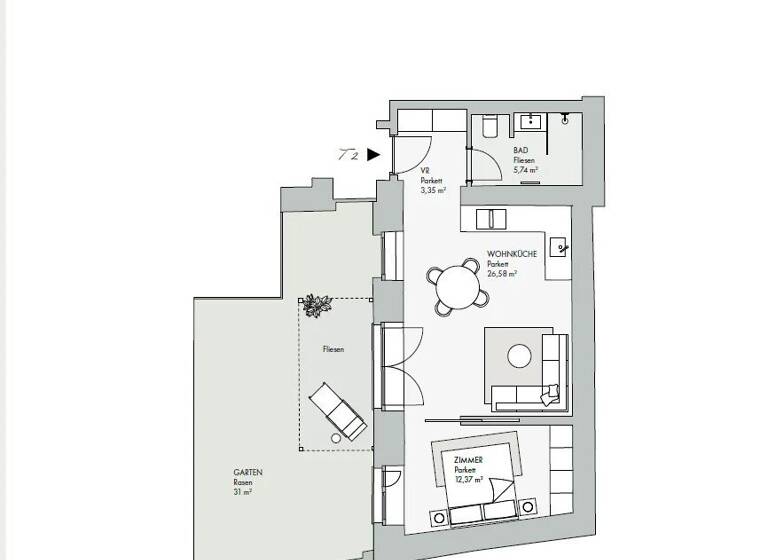 Wohnung zum Kauf - Erstbezug 498.000 € 2 Zimmer 48 m² EG Wien 1070