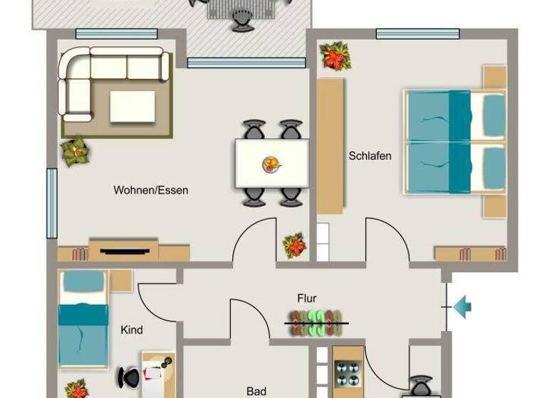 Wohnung zur Miete 593 € 3,5 Zimmer 59,2 m² 2. Geschoss Ringstraße 48 Achterathsfeld Moers 47447