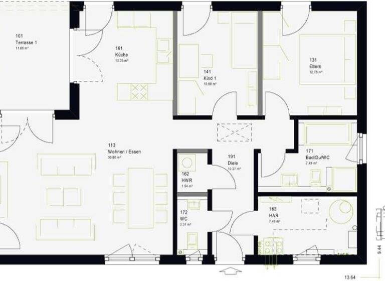 Bungalow zum Kauf - Erstbezug provisionsfrei 387.129 € 4 Zimmer 108 m² 462 m² Grundstück Treffelhausen Böhmenkirch 89558