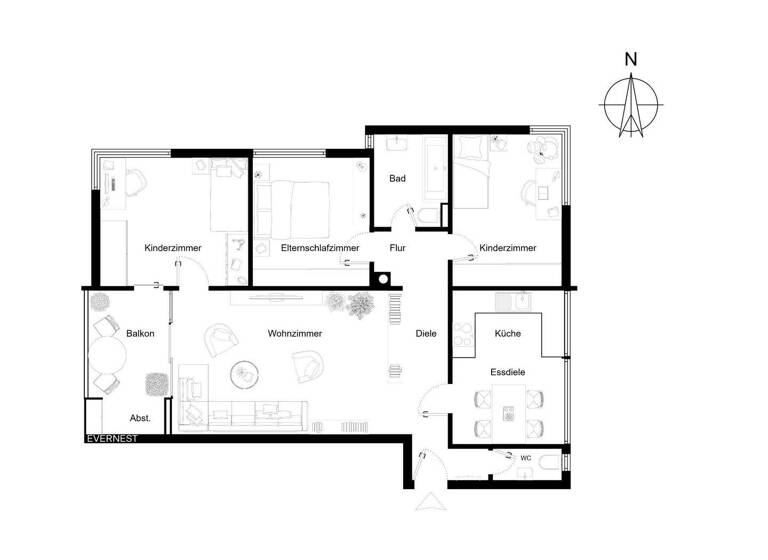 Wohnung zum Kauf 330.000 € 4 Zimmer 95 m² 1. Geschoss Ehrenstein Blaustein 89134
