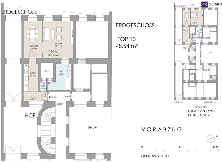 Wohnung zum Kauf 295.000 € 2 Zimmer 48,6 m² EG Kleingasse Wien,Landstraße 1030