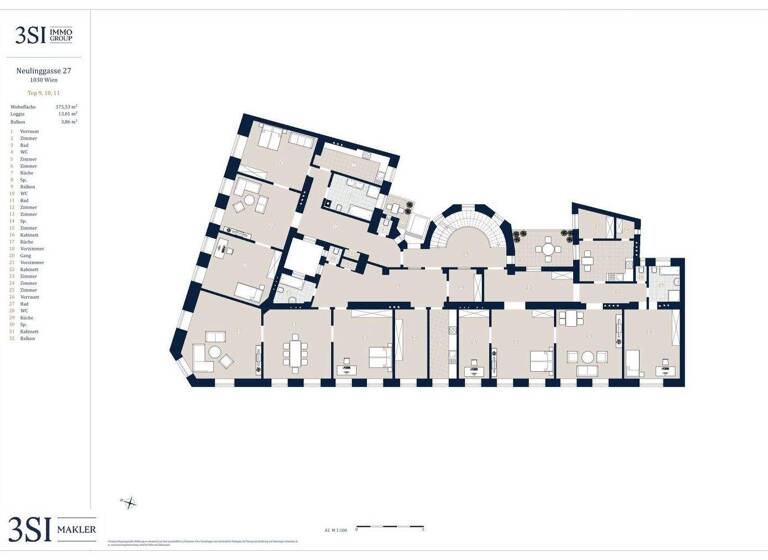 Wohnung zum Kauf - Erstbezug 3.599.000 € 10,5 Zimmer 375,5 m² 1. Geschoss Neulinggasse 27 Wien 1030