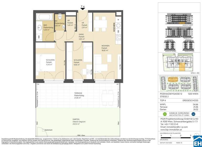 Wohnung zum Kauf 325.000 € 3 Zimmer 54,7 m² EG frei ab sofort Podhagskygasse 12 Wien 1220