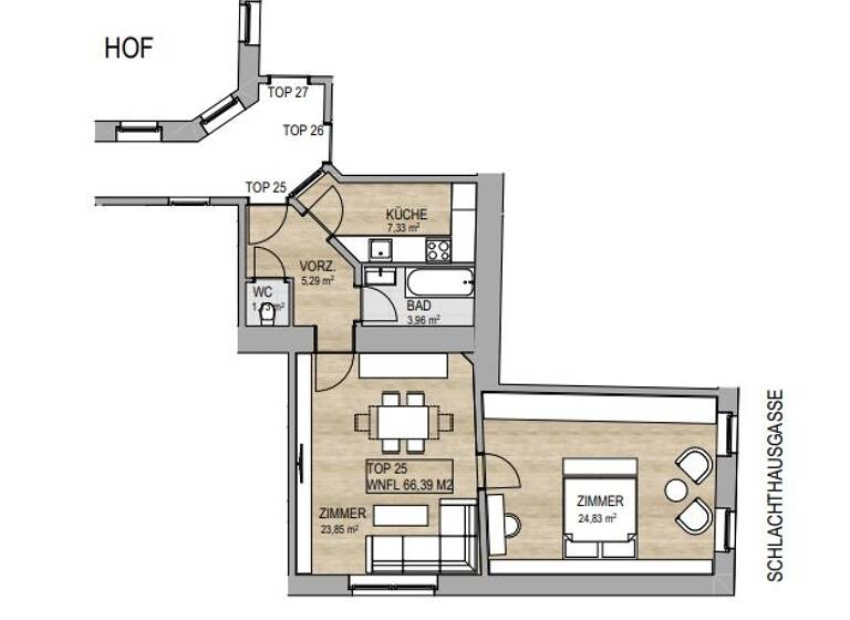 Wohnung zum Kauf 385.000 € 2 Zimmer 66,4 m² Wien 1030