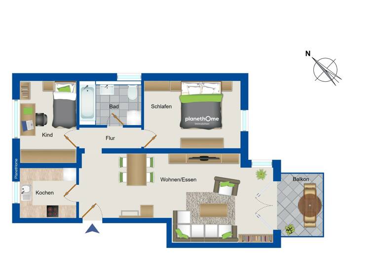 Wohnung zum Kauf 299.000 € 3 Zimmer 77,6 m²<br/>Wohnfläche 1.<br/>Geschoss Eigenes Heim Fürth 90766
