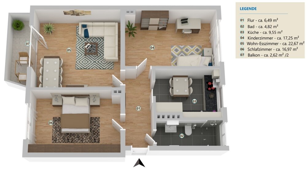 Wohnung zum Kauf 257.000 € 3 Zimmer 78,2 m²<br/>Wohnfläche Ahlem Hannover 30453