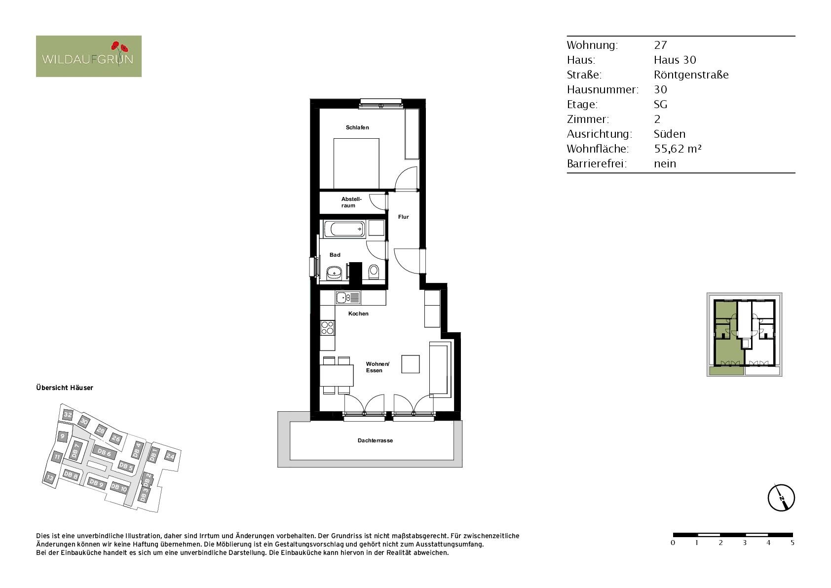 Penthouse zur Miete 995 € 2 Zimmer 56,5 m²<br/>Wohnfläche 2.<br/>Geschoss ab sofort<br/>Verfügbarkeit Röntgenstraße 30 Wildau 15745