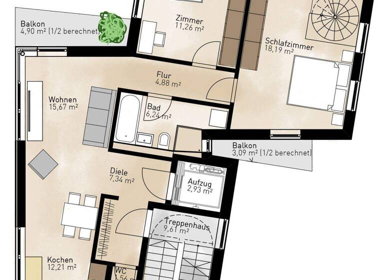 Maisonette zum Kauf 975.000 € 3,5 Zimmer 98 m² EG Sendling München 80336