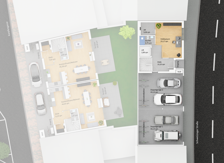 Haus zum Kauf - Erstbezug provisionsfrei 1.250.000 € 7 Zimmer 250 m² 164 m² Grundstück Schwetzinger Straße 6 Brühl 68782
