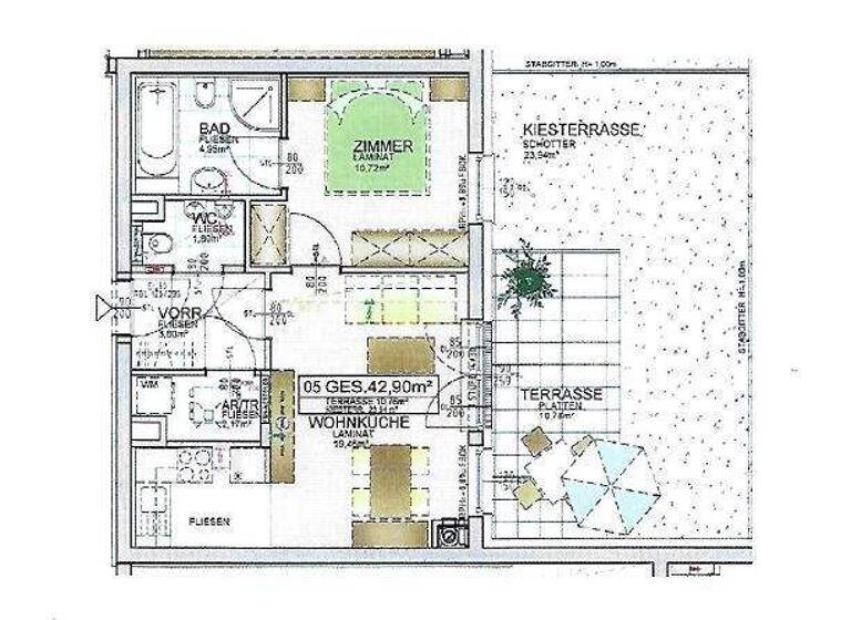 Terrassenwohnung zur Miete 650 € 2 Zimmer 42,9 m² Wiener Neudorf 2351