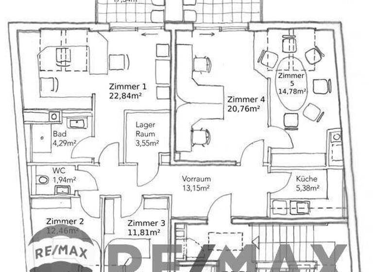 Bürofläche zur Miete 1.800 € 5 Zimmer 111 m² Bürofläche Wien 1120