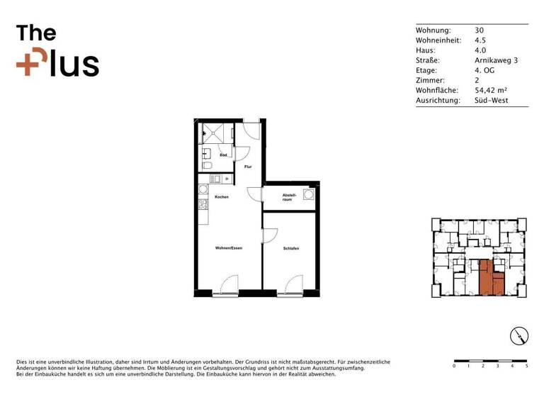 Wohnung zur Miete 740 € 2 Zimmer 54,4 m² 4. Geschoss Arnikaweg 3 Steimker Berg Wolfsburg 38446
