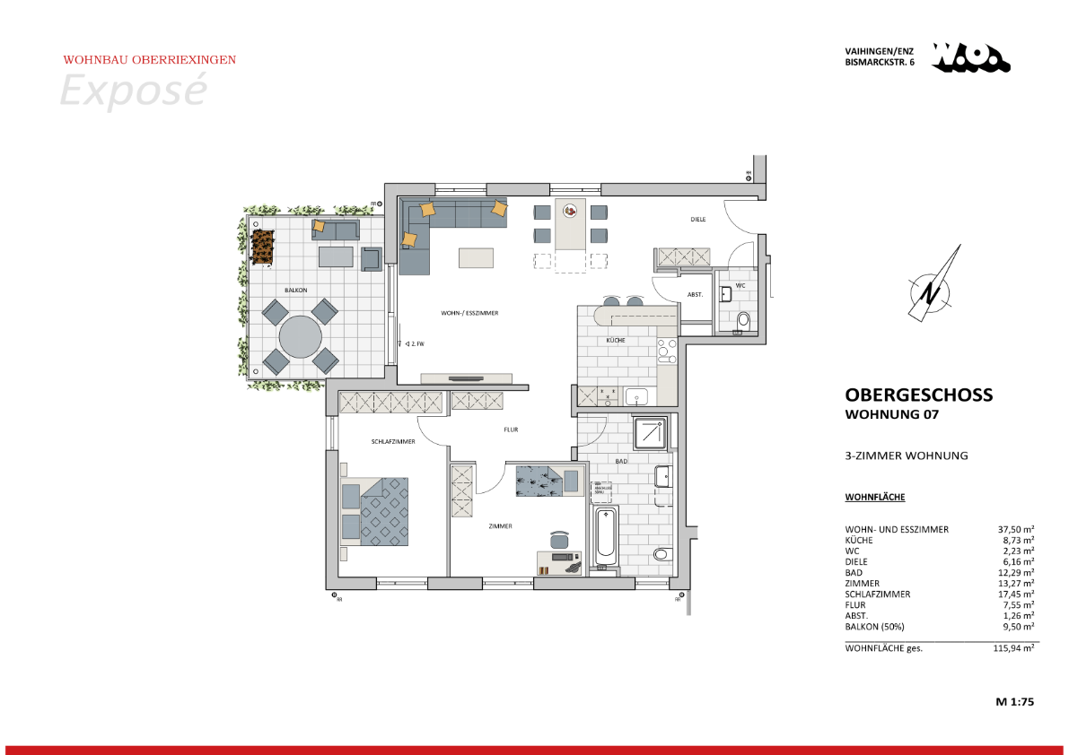 Wohnung zur Miete 1.610 € 3 Zimmer 115,9 m²<br/>Wohnfläche Vahingen Vaihingen an der Enz 71665