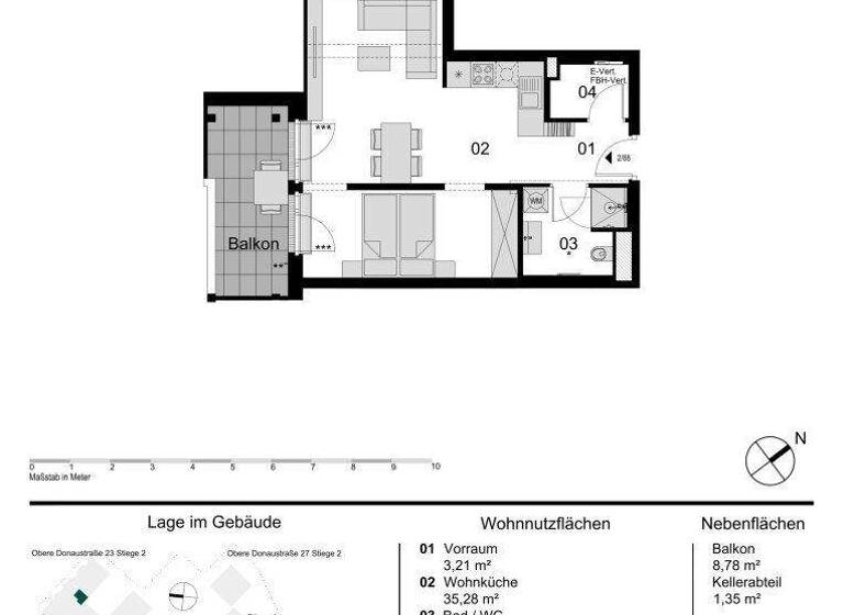 Wohnung zum Kauf - Erstbezug 489.000 € 1,5 Zimmer 46,1 m² 6. Geschoss Obere Donaustraße 23 Wien 1020